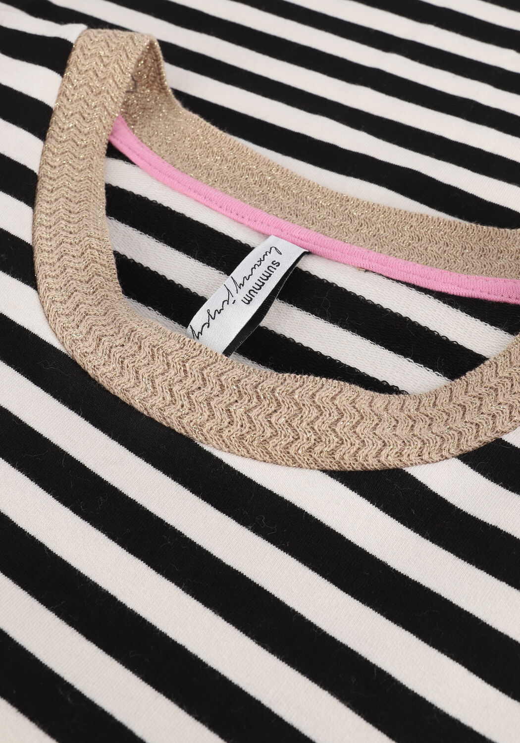 Schwarze SUMMUM T-shirt TOP SHOULDER PADS TERRY STRIPE - large