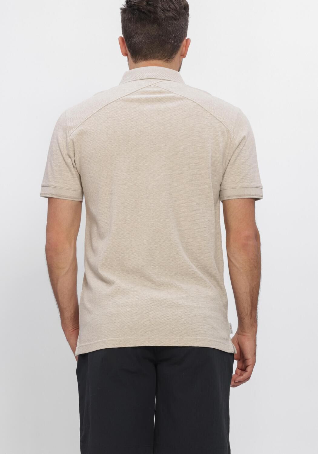 Sand CAST IRON Polo-Shirt SHORT SLEEVE POLO SLIM FIT POPCORN JERSEY MELANGE - large