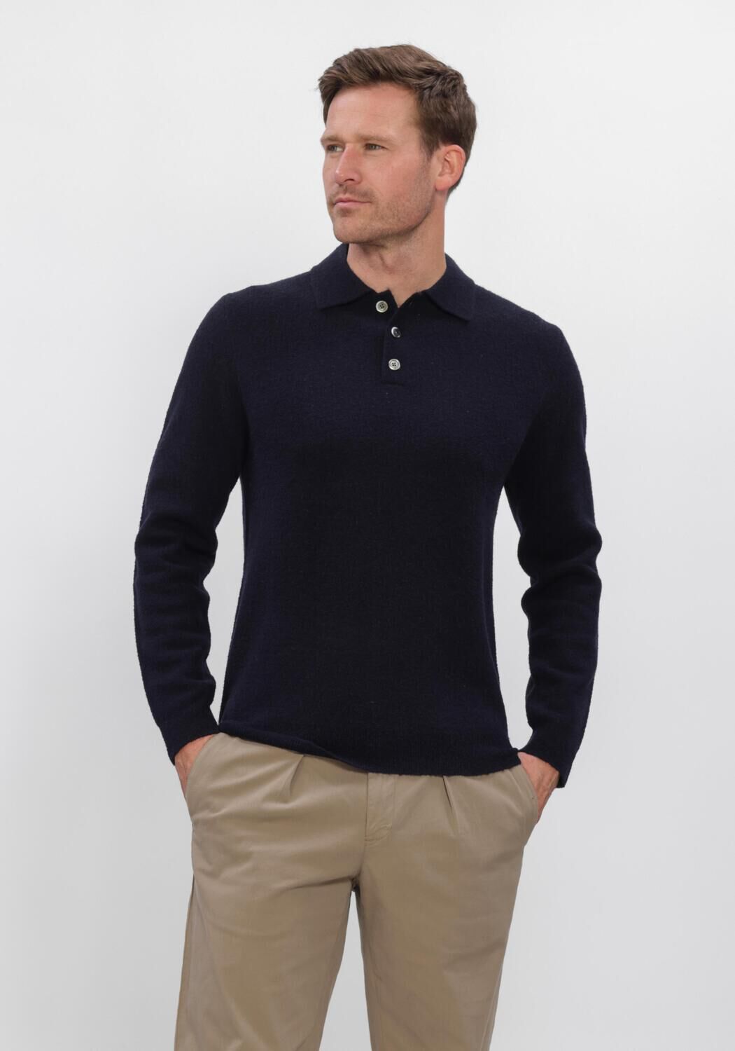 Dunkelblau PROFUOMO Polo-Shirt BOILED WOOL - large