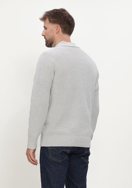 Graue SELECTED MEN Pullover SLMPIM LS KNIT POLO CAMP - large