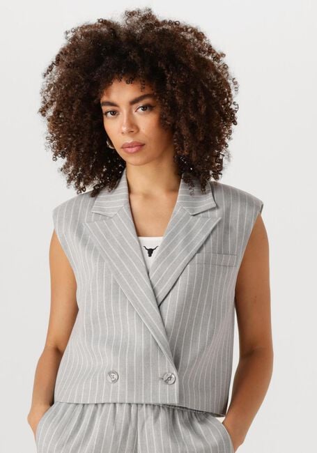 Hellgrau ALIX THE LABEL Gilet LADIES WOVEN PINSTRIPE WAISTCOAT - large