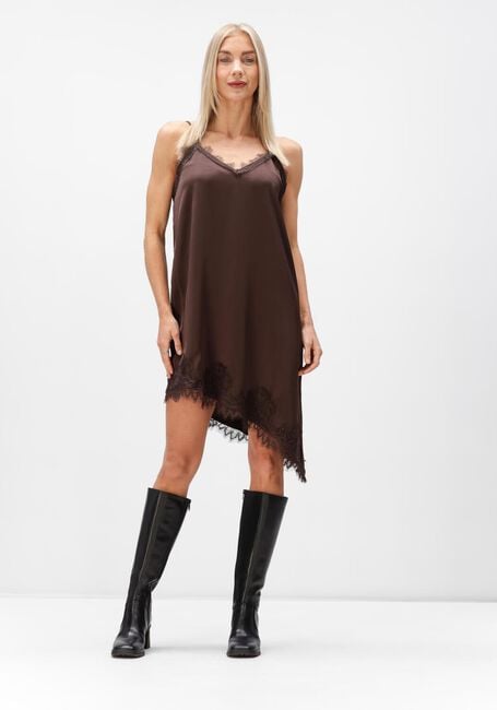 Braune OBJECT Kleider OBJNALINE REG SLIP LACE DRESS - large