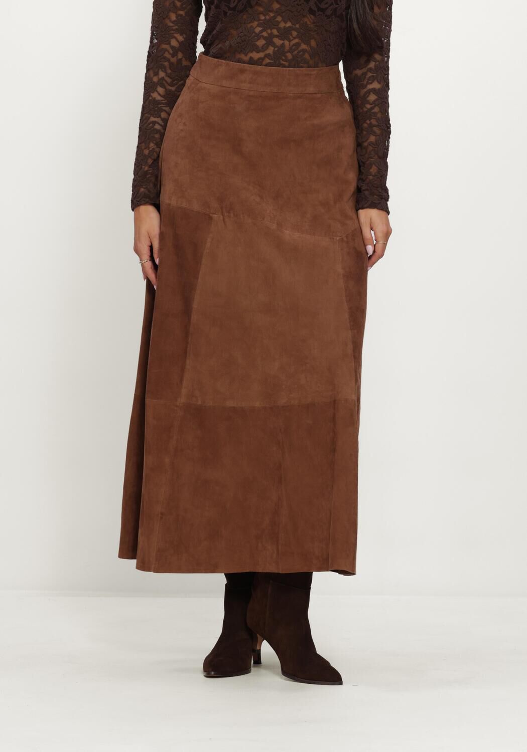 Braune STUDIO AR Maxirock HELENA GOAT SUEDE - large