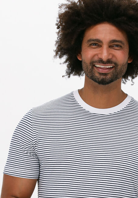 Weiße SELECTED HOMME T-shirt SLHNORMAN180 STRIPE SS O-NECK - large