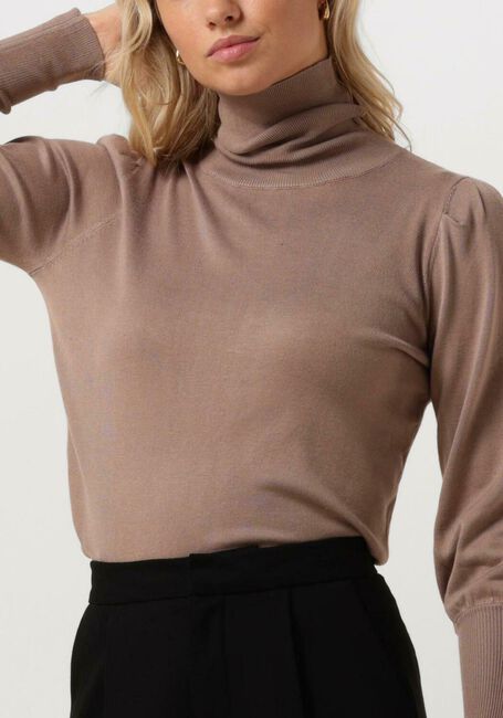 Camelfarbene NOTRE-V Rollkragenpullover BASIC KNIT BLOUSE - large