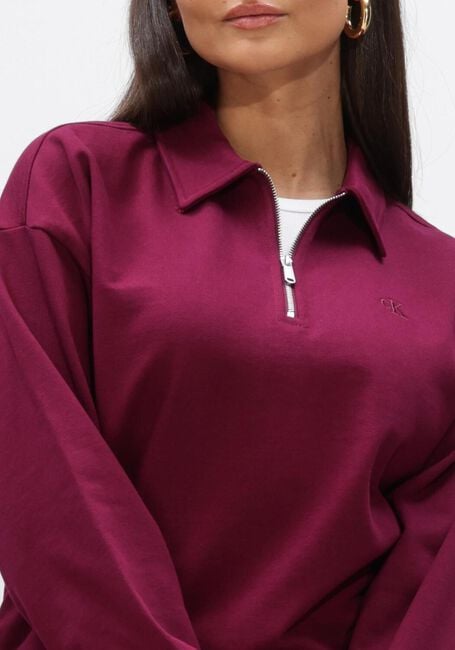 Bordeaux CALVIN KLEIN Pullover & Cardigans LS ARCHIVE TERRY 1/4 ZIP POLO SW - large