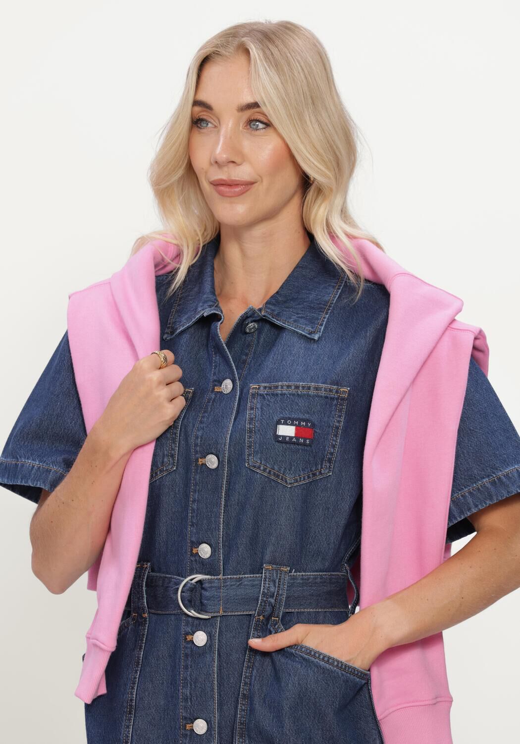Blaue TOMMY JEANS Minikleid UTILITY SHIRT DRESS CJ8036 - large