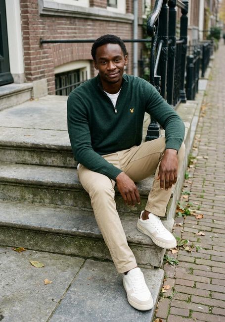 Dunkelgr&uuml;n LYLE & SCOTT Pullover COTTON MERINO QUARTER ZIP JUMPER - large