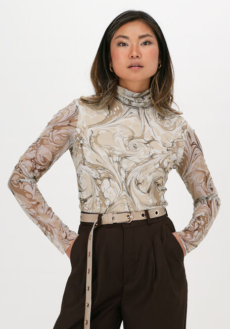 Beige CATWALK JUNKIE Top LS MARBLE MESH KELP - large