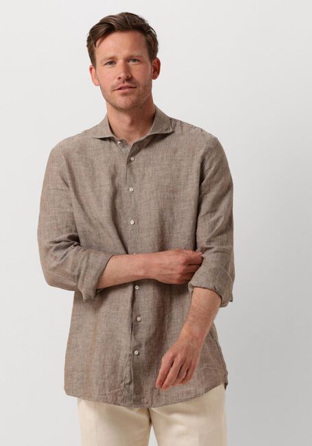 Braune PROFUOMO Casual-Oberhemd SHIRT X-CUTAWAY SC LINNEN - large