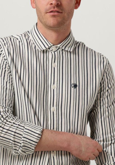 Hellblau CAST IRON Casual-Oberhemd LONG SLEEVE SHIRT JERSEY STRIPE WITH STRUCTURE - large