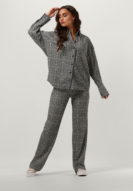 Schwarze ALIX THE LABEL Weite Hose LADIES KNITTED LEOPARD CRINKLE PANTS - large