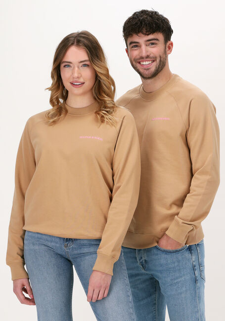 Camelfarbene SCOTCH & SODA Sweatshirt UNISEX - CREW NECK SWEATER IN - large