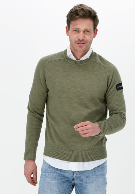 Grüne CALVIN KLEIN Pullover SLUB TEXTURE SWEATER - large