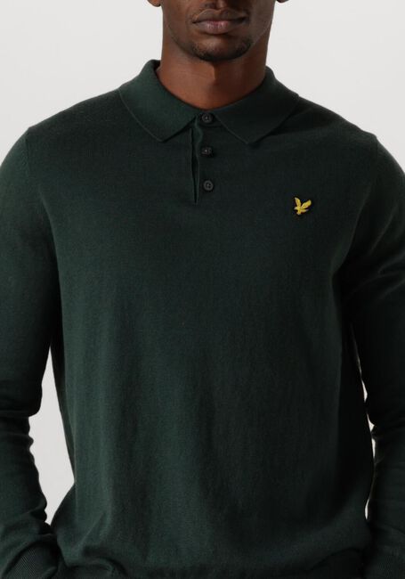 Dunkelgrün LYLE & SCOTT Pullover COTTON MERINO LONG SLEEVE KNITTED POLO - large