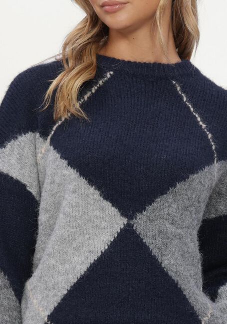Dunkelblau NEO NOIR Pullover INGA CHECK FLUFF KNIT BLOUSE - large