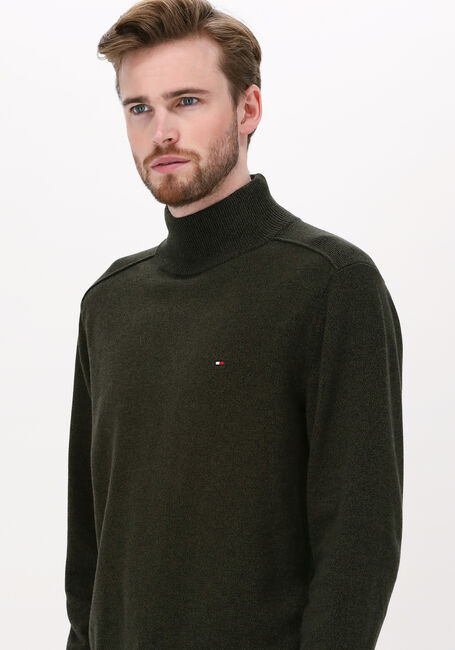 Olive TOMMY HILFIGER Rollkragenpullover MOULINE MOCK NECK - large