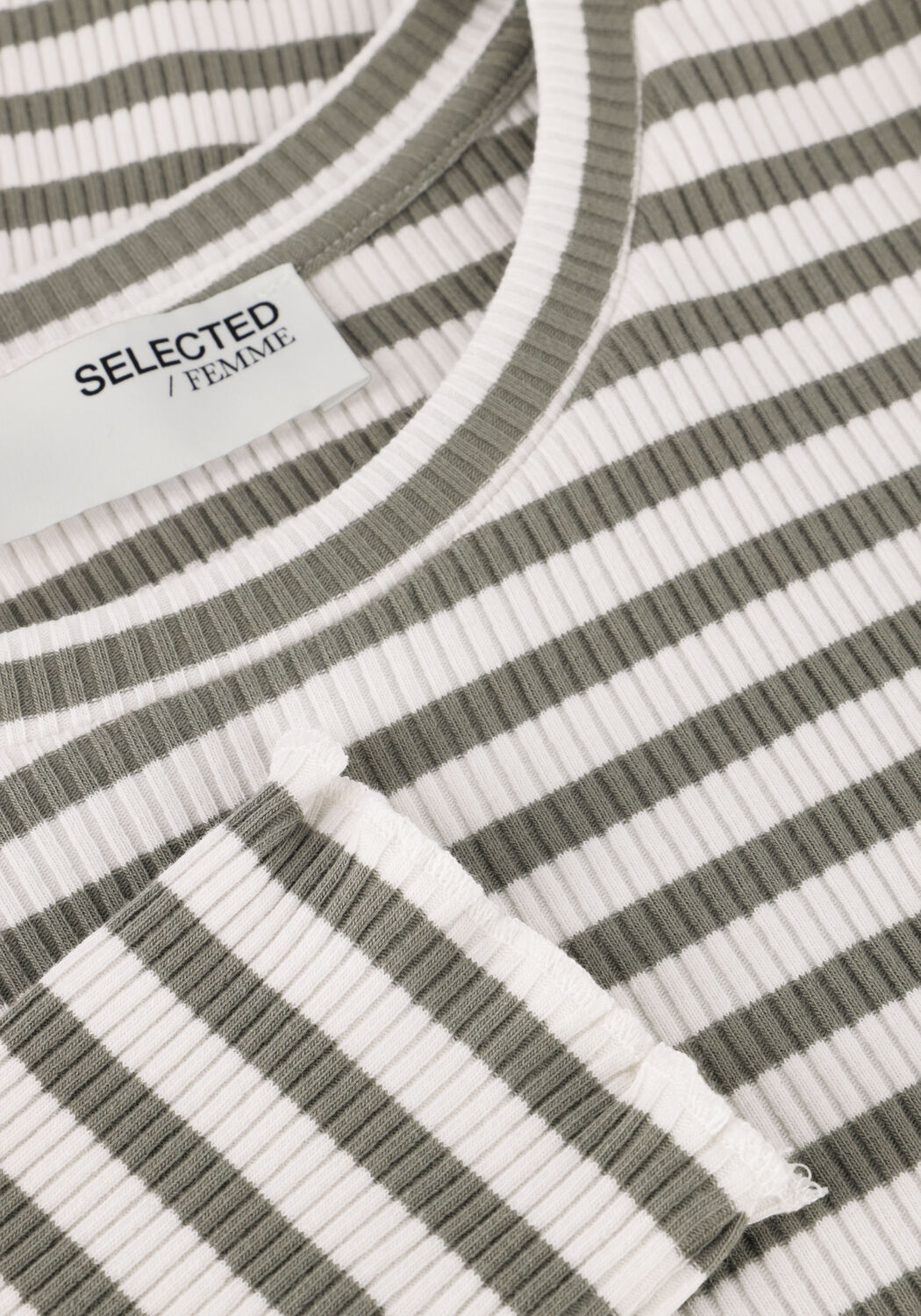 Gr&uuml;ne SELECTED WOMEN Tops & T-shirts SLFANNA LS CREW NECK TEE STR - large