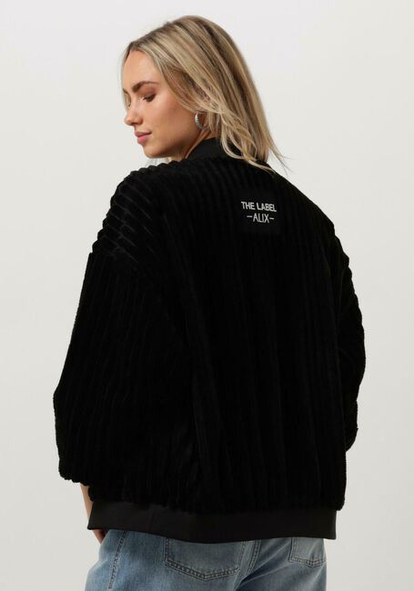Schwarze ALIX THE LABEL Jack LADIES WOVEN RIB FUR BOMBER JACKET - large