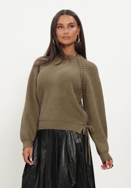 Khaki CO'COUTURE Pullover ROWCC BRAID STRING KNIT - large