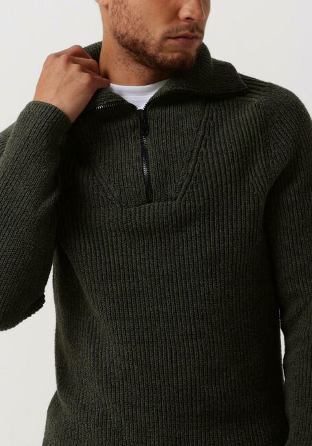 Grüne CAST IRON Pullover HALF ZIP COLLAR COTTON BOUCLE MOULINE - large