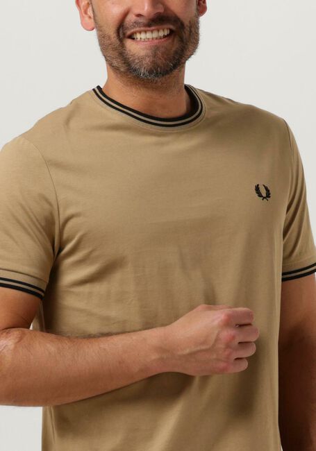 Khaki FRED PERRY T-shirt TWIN TIPPED T-SHIRT - large