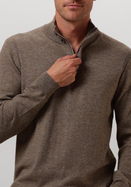 Braune PROFUOMO Pullover PULLOVER HALF ZIP BUTTON - large