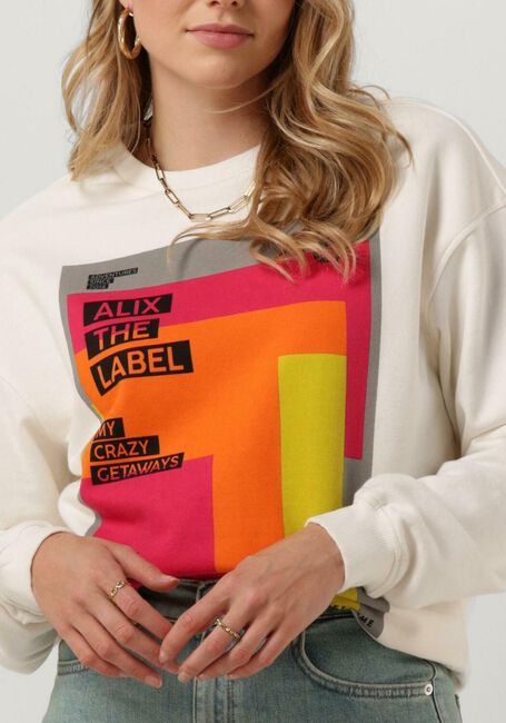 Weiße ALIX THE LABEL Sweatshirt LADIES KNITTED GRAPHIC SWEATER - large