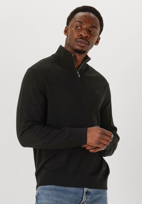 Schwarze CALVIN KLEIN Pullover LS 100% MERINO QZ 14GG - large
