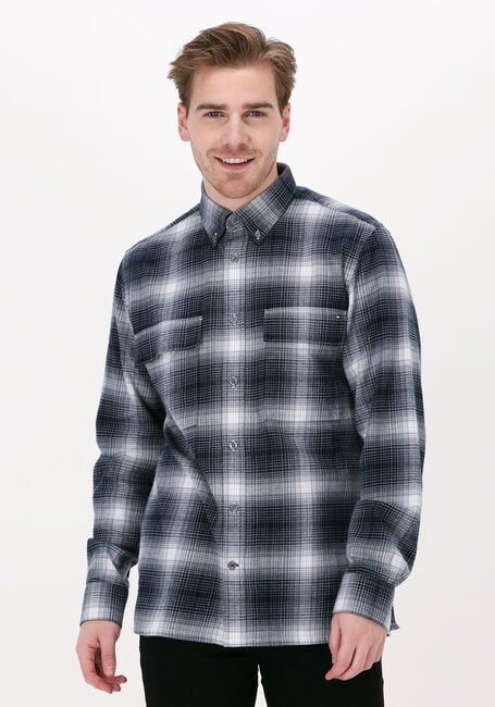 Schwarze TOMMY HILFIGER Casual-Oberhemd SLUB SHADOW CHECK RF SHIRT - large