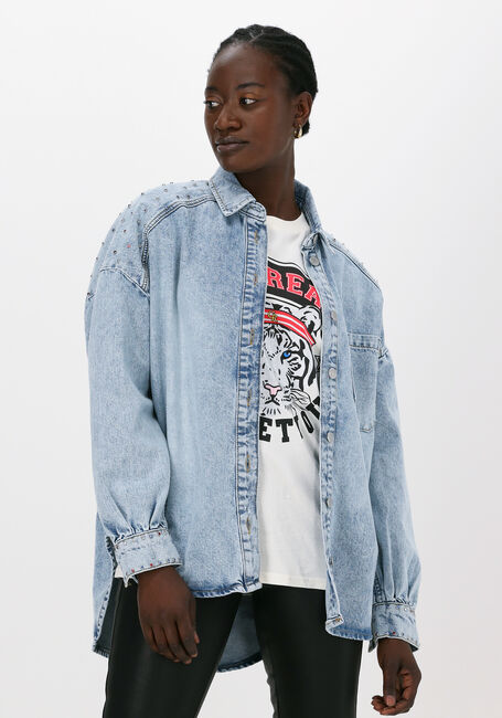 Blaue COLOURFUL REBEL Blusen TEDDY RINESTONES DENIMBLOUSE - large