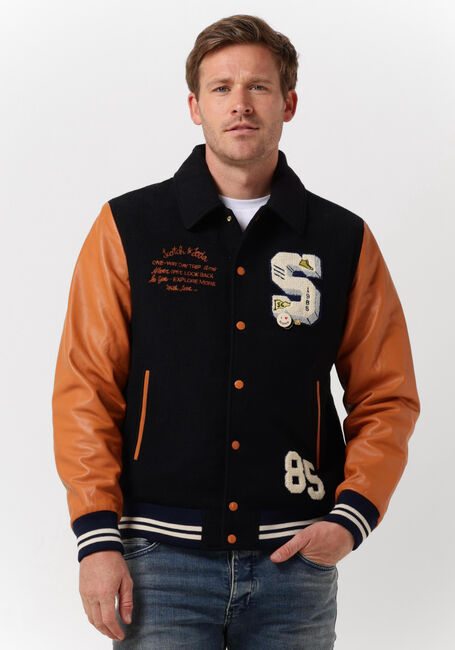 Blaue SCOTCH & SODA Jack WOOL + LEATHER COLLEGE JACKET - large