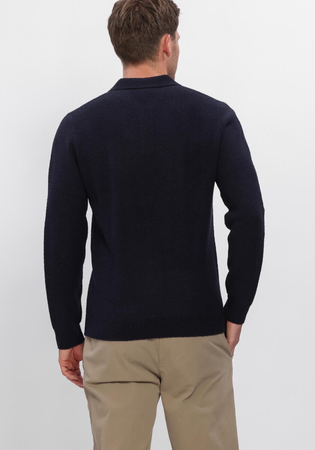 Dunkelblau PROFUOMO Polo-Shirt BOILED WOOL - large