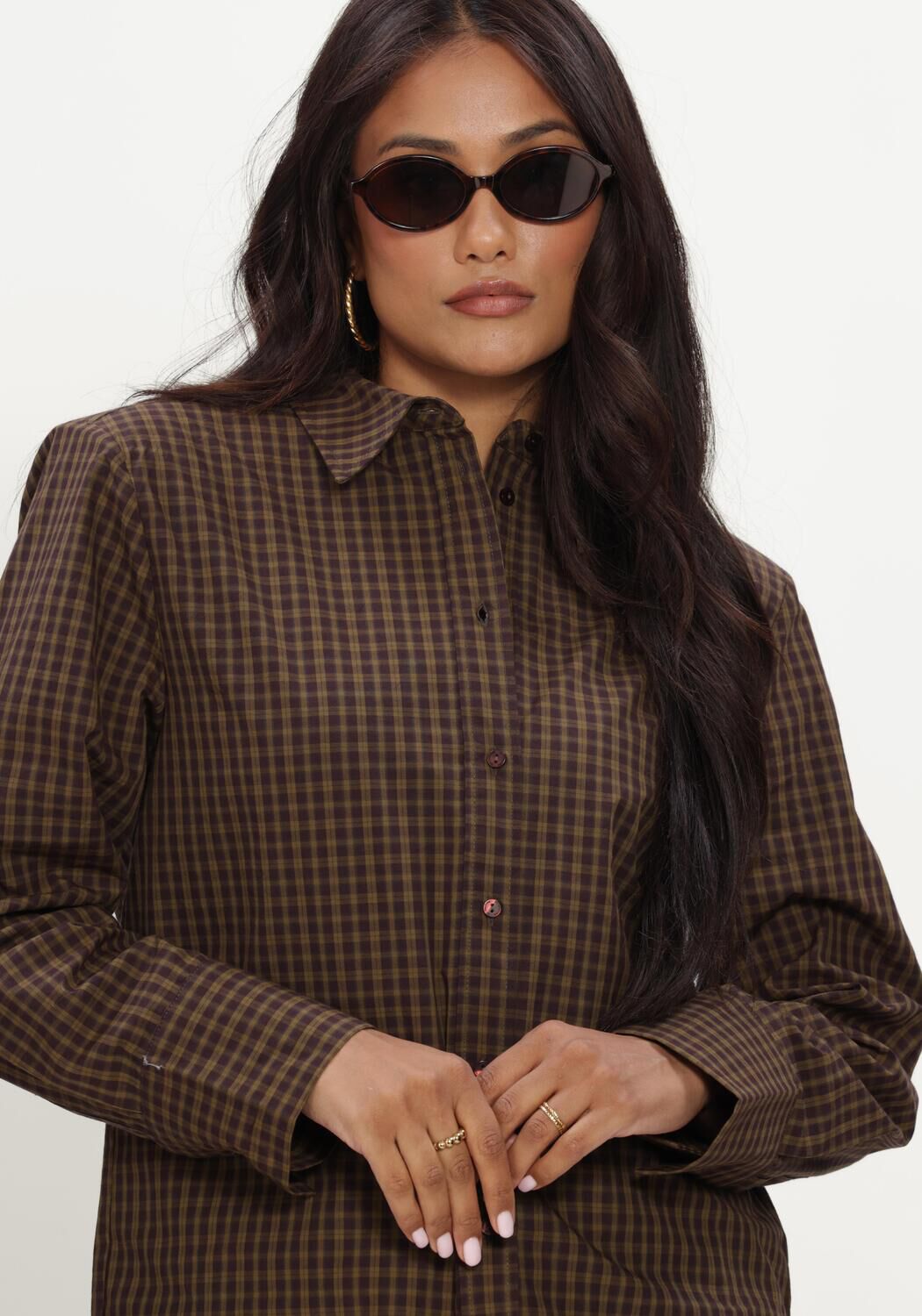 Gr&uuml;ne CO'COUTURE Blusen TEFFACC PADDED CHECK SHIRT - large