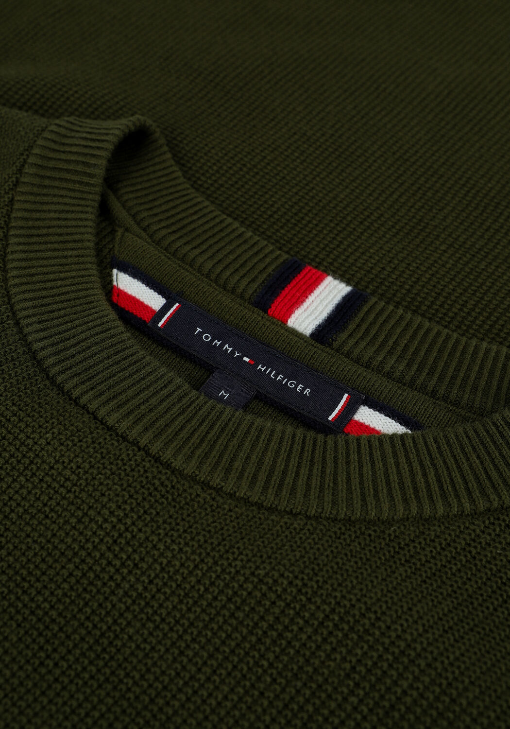 Olive TOMMY HILFIGER Pullover BASIC STRUCTURE CREW NECK - large