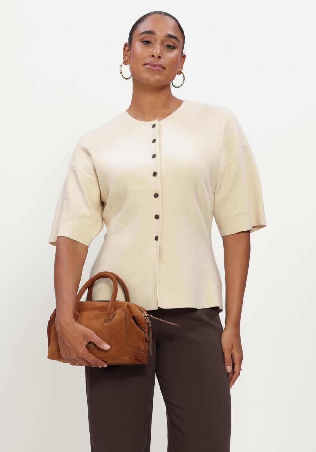 Creme MSCH COPENHAGEN Pullover MSCHMIRIELLE EAST 2/4 CARDIGAN - large