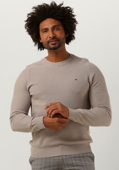 Beige TOMMY HILFIGER Pullover SPRING GRID STRUCTURED CREW NECK - large