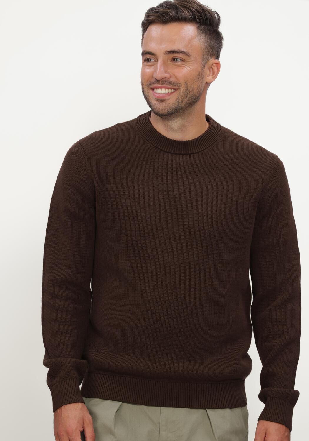 Blaue SELECTED MEN Pullover SLHDANE LS KNIT STRUCTURE CREW NECK NOOS - large
