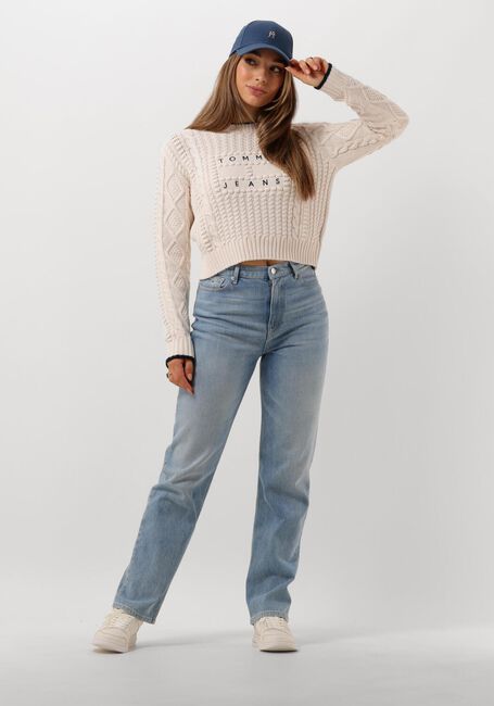 Wei&szlig;e TOMMY JEANS Pullover TJW BUBBLE CABLE FLAG CREW - large