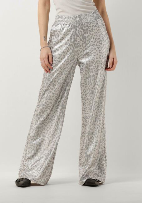 Silberne ALIX THE LABEL Weite Hose LADIES KNITTED LEOPARD PANTS - large