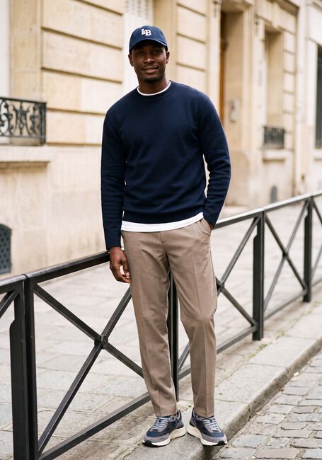 Dunkelblau SELECTED MEN Sweatshirt SLMMIKE LIGHT LS KNIT CREW NECK - large