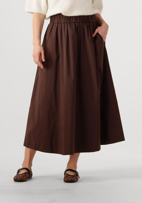 Braune NEO NOIR Midirock YARA POPLIN SKIRT - large