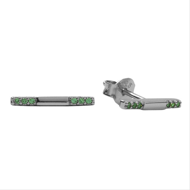 Silberne ATLITW STUDIO Ohrringe BLISS EARRINGS BAR GREEN EMERA - large