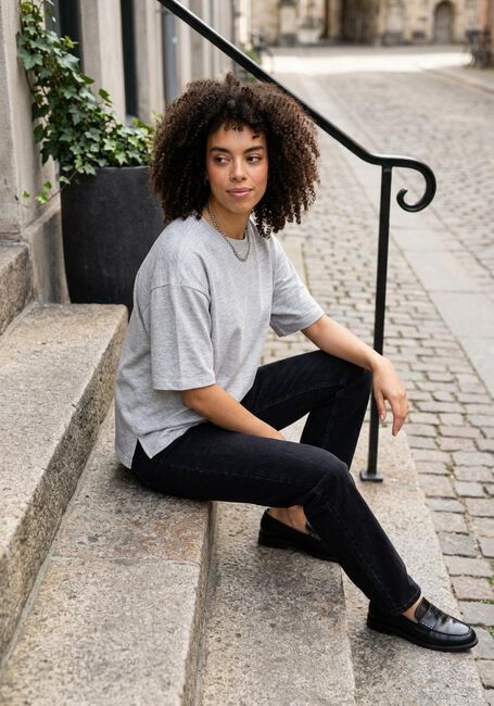 Graue OBJECT T-shirt OBJANDREA RE 2/4 T-SHIRT - large