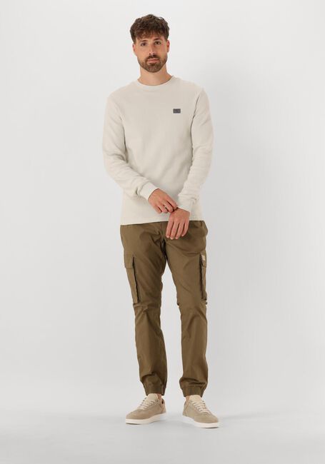 Beige CALVIN KLEIN Pullover WOVEN LABEL WAFFLE LS TEE - large