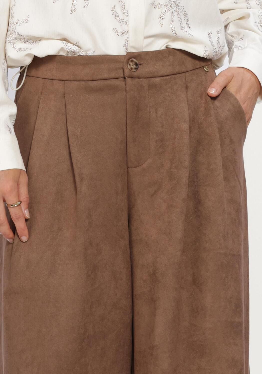 Braune NUKUS Weite Hose BODINE PANTS SUEDE - large