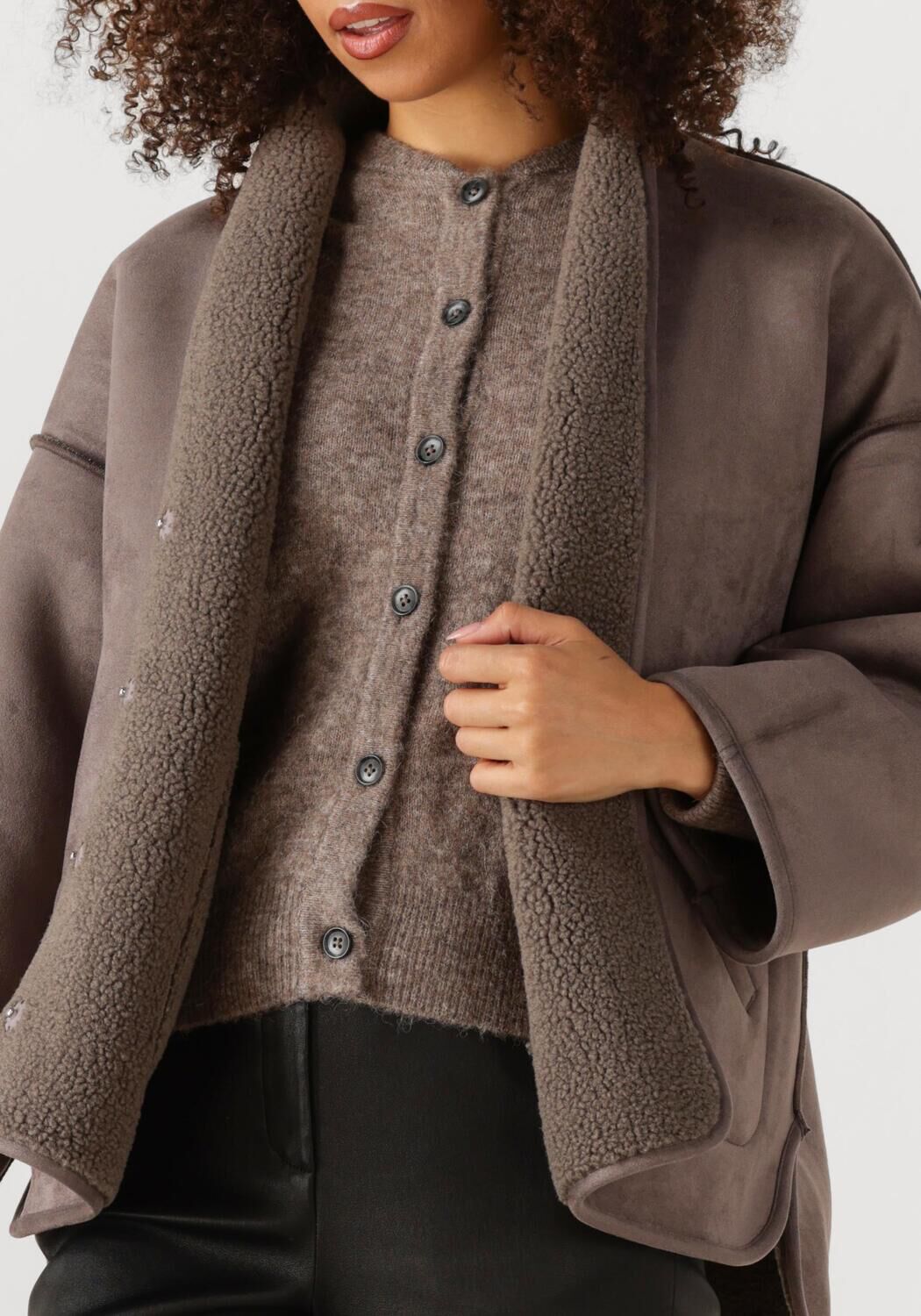 Taupe KNIT-TED Teddy-Jacke JOKO - large