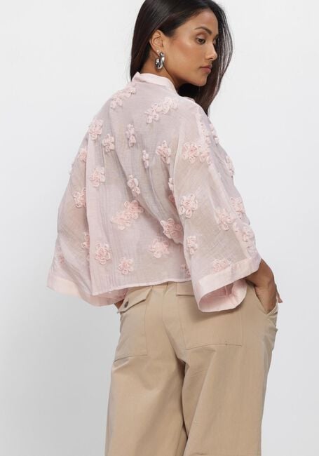 Hell-Pink JANSEN AMSTERDAM Blusen MARNEY BLOUSE 3DF1 759 WIDE KIMONO SLEEVE 3D FLOWERS - large