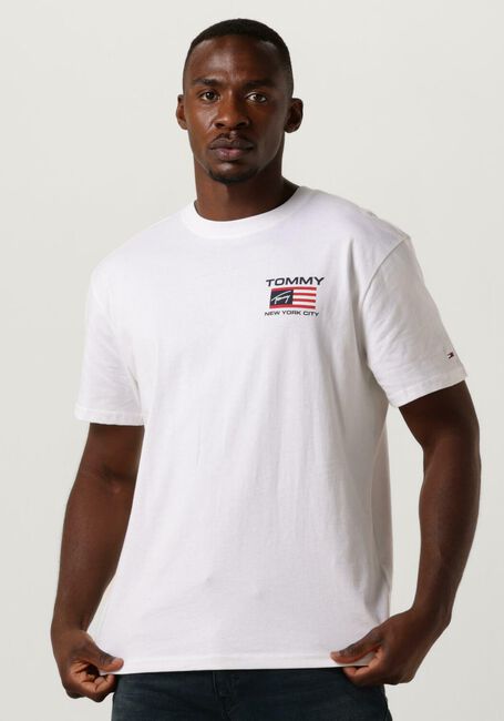 Weiße TOMMY JEANS T-shirt CLSC ATHLETIC FLAG TEE - large