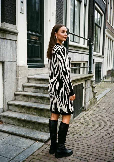 Mehrfarbige/Bunte OBJECT Minikleid OBJRAY L/S KNIT DRESS AOP - large